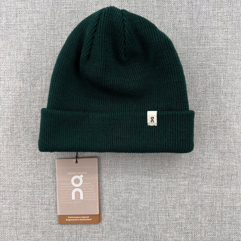 On Running Cloud Merino Beanie Evergreen Green Knit Wool Hat One Size Unisex NEW